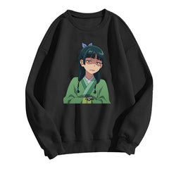 Girl's Anime Print Casual Crew Neck Sweatshirt