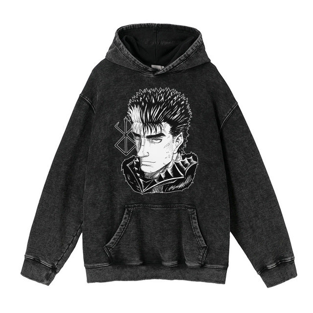 Vintage Trendy Anime Washed Men's Hoodie