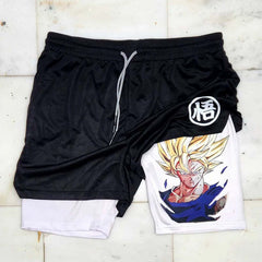 Casual Anime Double-layer Fitness Sports Shorts