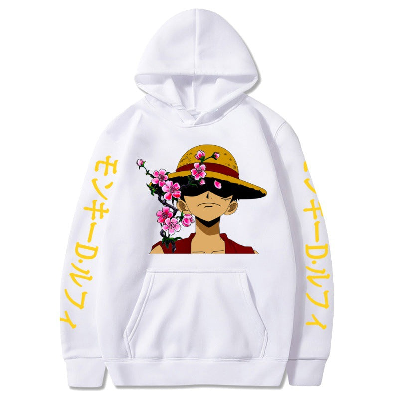 Unisex Luffy Floral Printed Loose Hoodie