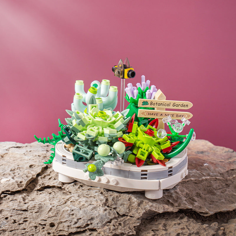 Cherry Blossom Potted Plant Building Block Ornament