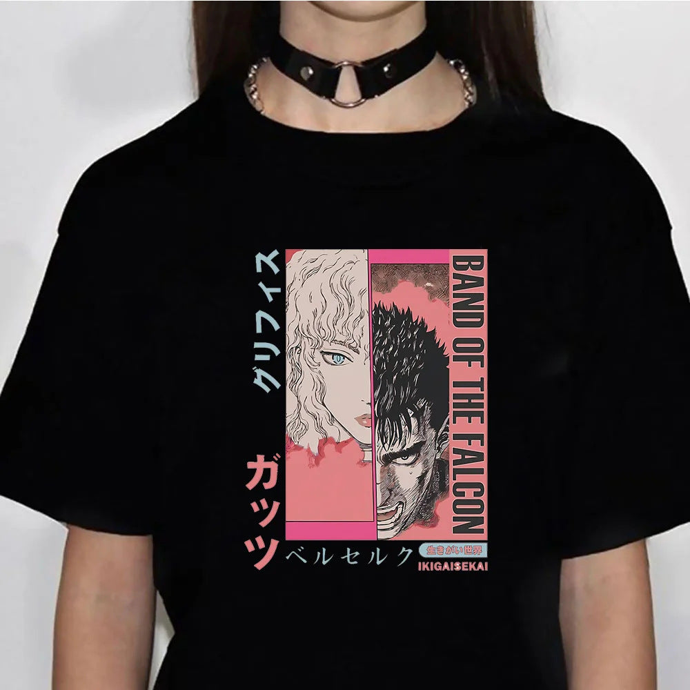 Casual Women's Anime Print Cotton T-shirt