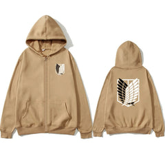 Casual Anime Survey Corps Logo Zipper Hoodie