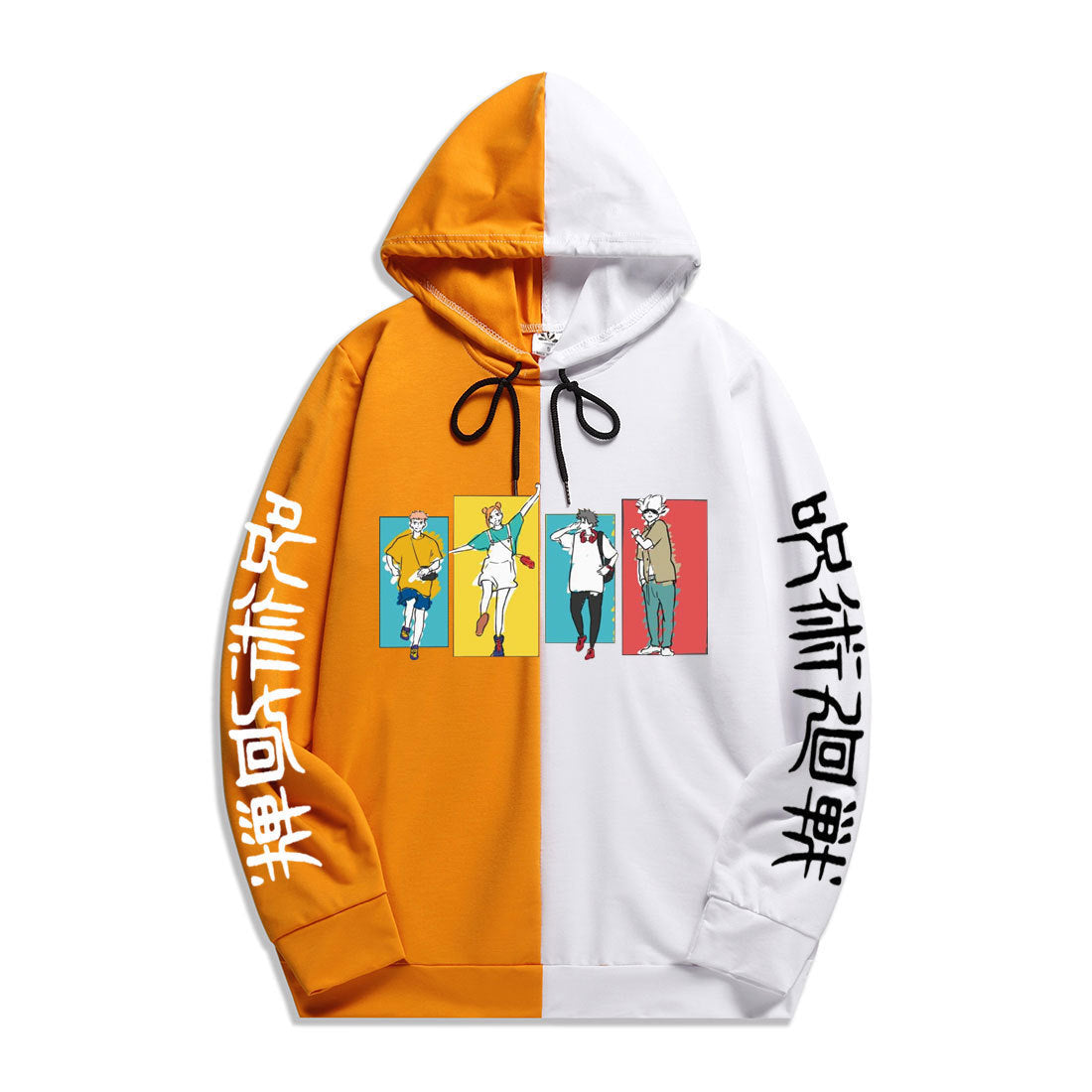 Unisex Anime Color Block Sports Pullover Hoodie