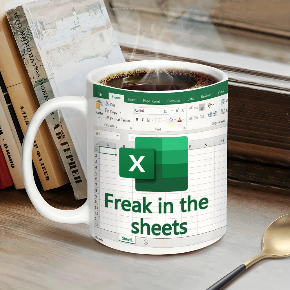 Excel Freak in The Sheets White Mug