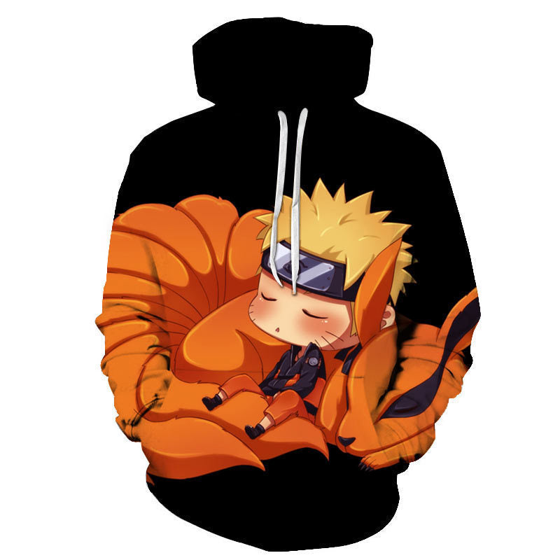 Trendy Anime Digital Print Loose Casual Pullover Hoodie