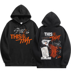 SKZ This & That Graphic Printed Black Hoodie