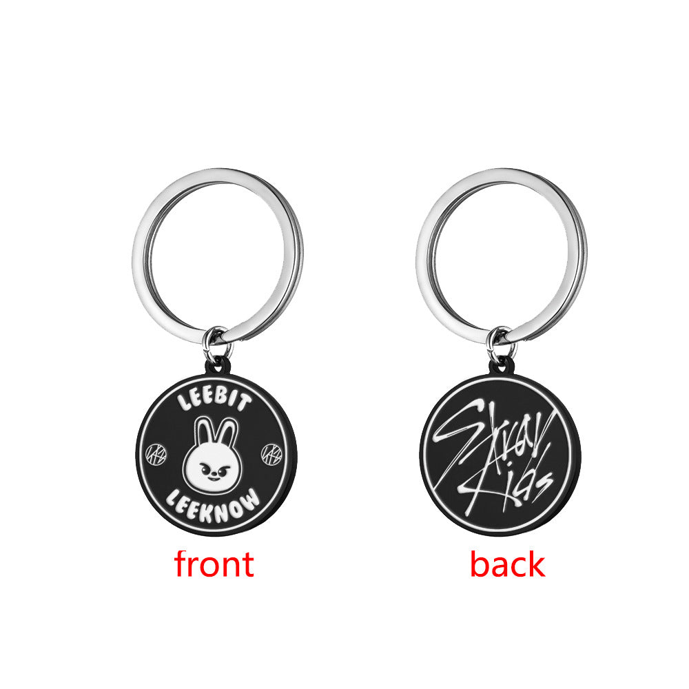 Cartoon KPOP Stainless Steel Engraved Keychain