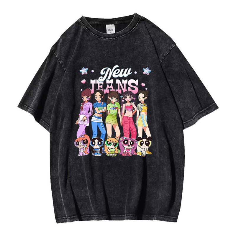 Retro NJZ Rabbit Washed T-shirt Top
