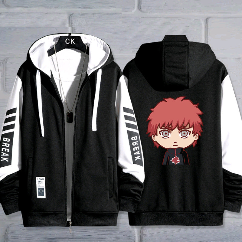 Trendy Anime Cartoon Zip Up Hooded Jacket