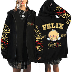 KPOP Dominate Cartoon Printed Zipper Hoodie