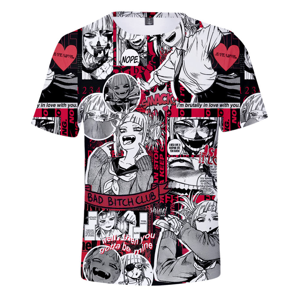 Trendy Anime Pattern Digital Print Short-sleeved T-shirt