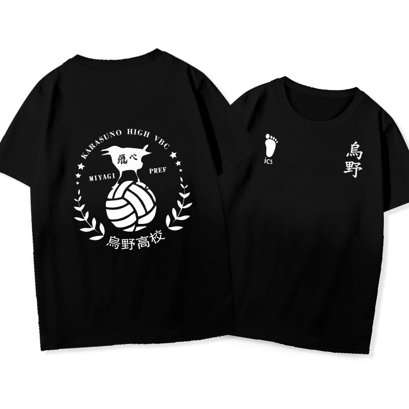 Unisex Karasuno Volleyball Leisure Short Sleeved Cotton T-shirt