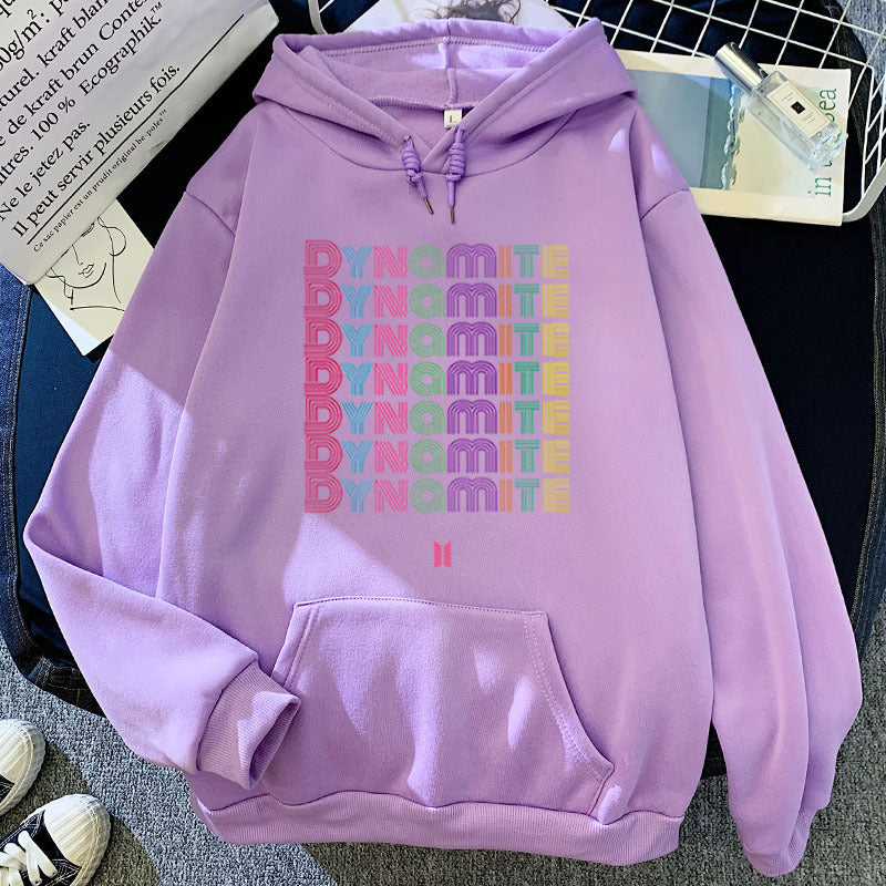 Women's Kpop DYNAMITE Candy-colored Loose Hoodie