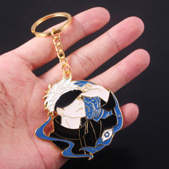 Chic Anime Metal Brooch Keychain Set