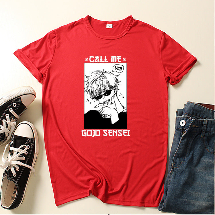 Creative Call Me Gojo Sensei Print Loose T-shirt