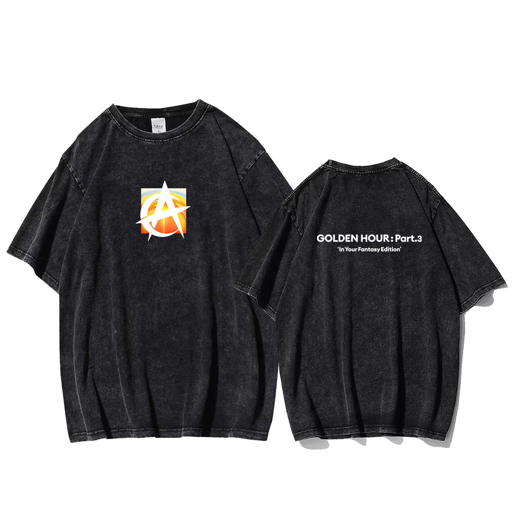 Unisex Album Logo Print Washed T-shirt