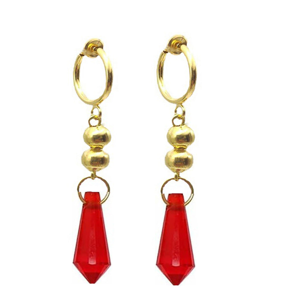 Stylish Game Cos Red Crystal Pendant Earrings