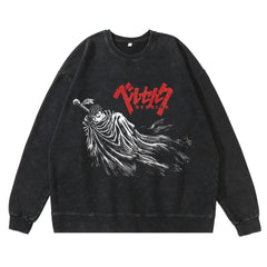 Vintage Anime Washed Crew Neck Sweatshirt