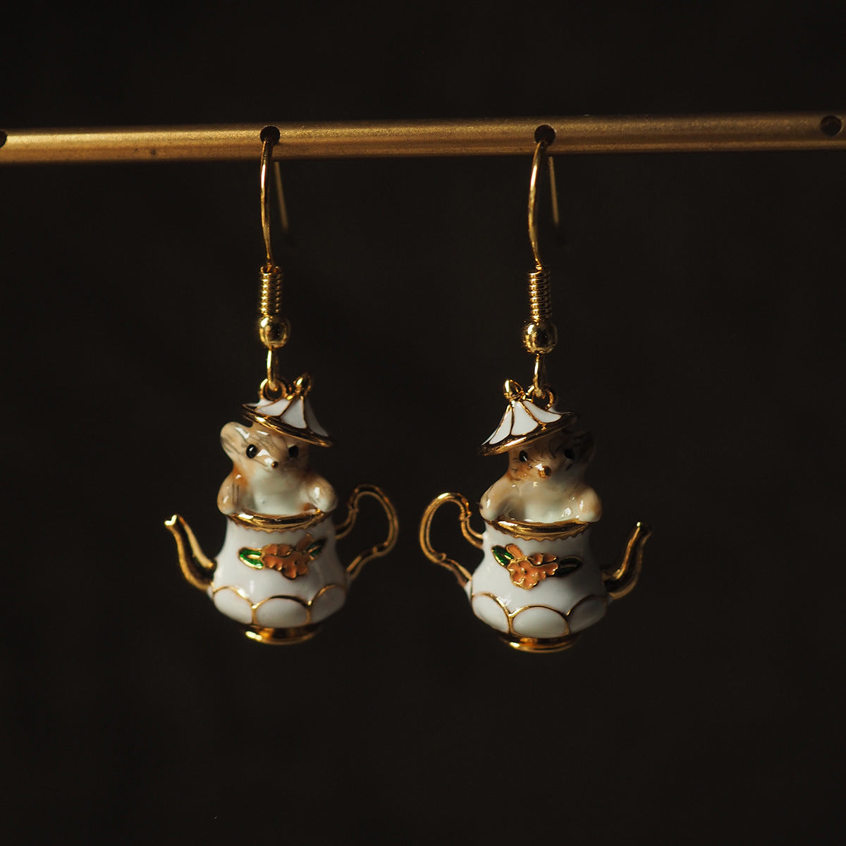 Hamster In My Teapot Earrings Necklace