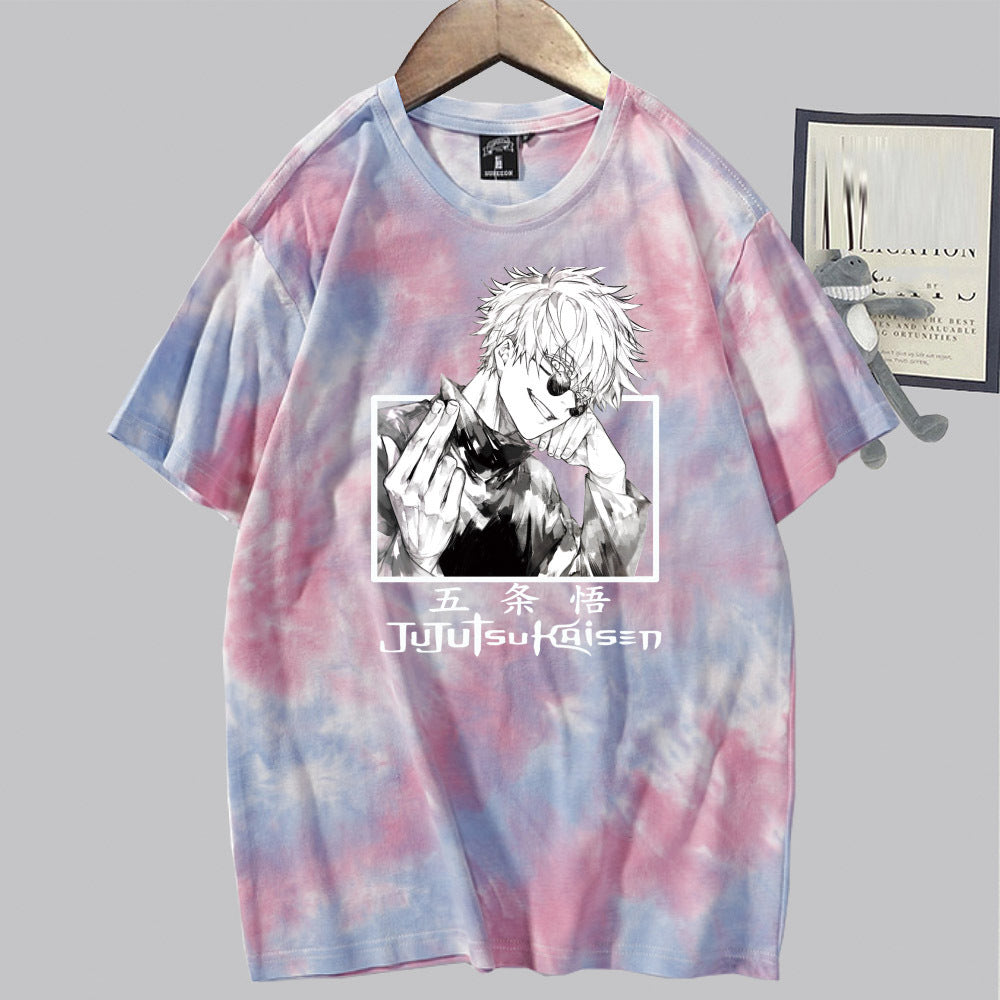 Unisex Anime Tie-dye Loose Short-sleeved T-shirt