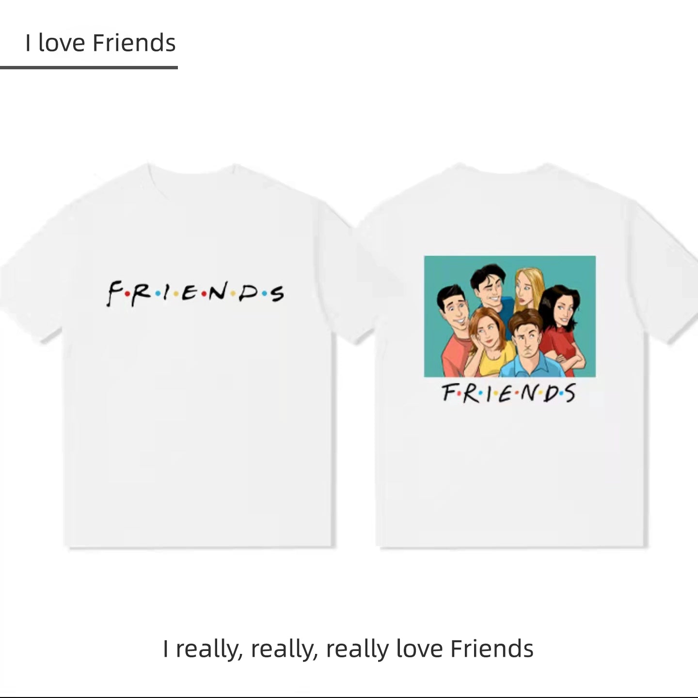 Unisex Casual Friends Letter Loose T-shirt