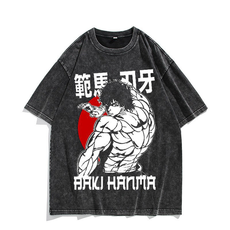 Retro Baki Washed Short-sleeved T-shirt