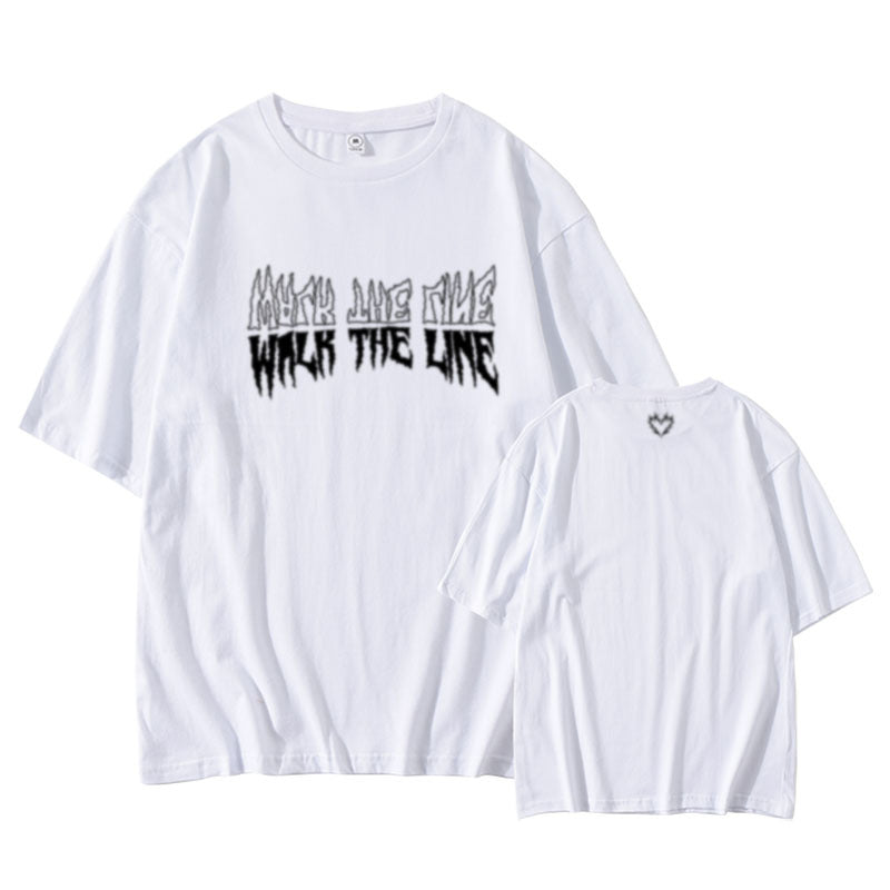 Kpop WALK THE LINE Print Short-sleeved T-shirt