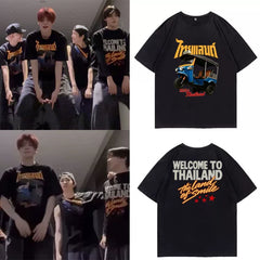 Kpop Same Style Cotton Print Short-sleeved T-shirt