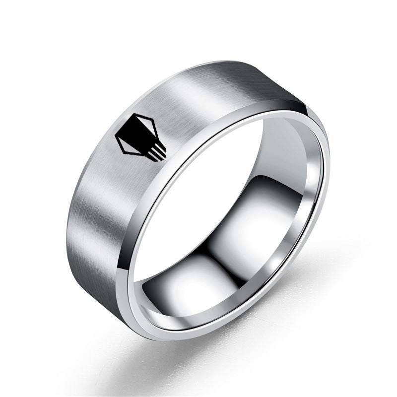 Trendy Anime Stainless Steel Laser Ring