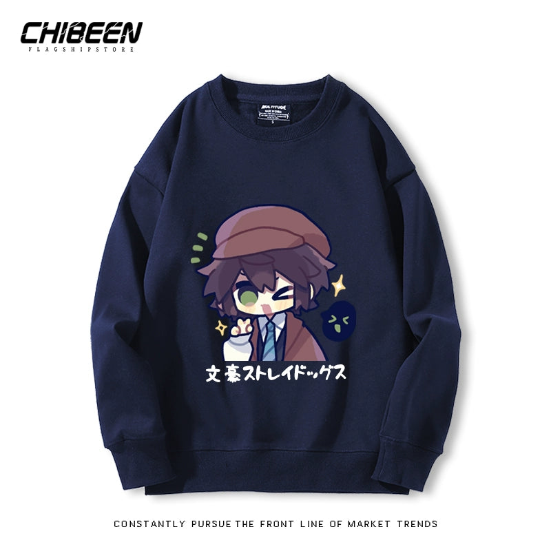Casual Anime Printed Crew Neck Sweatshirt