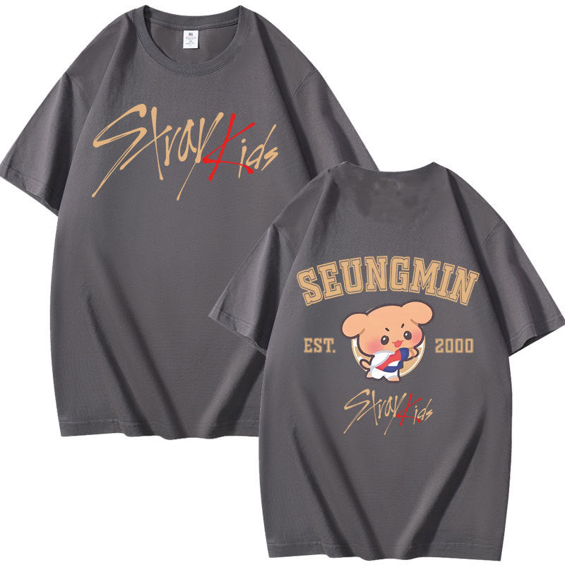 Kpop Cartoon Print Summer Short-sleeved T-shirt
