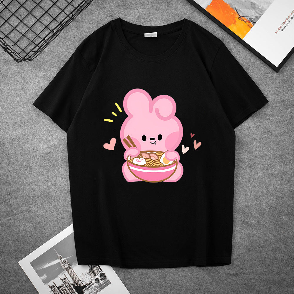 Cute Women's Kpop Cartoon Printed Loose T-shirt