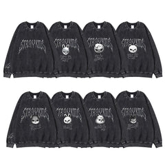 Evil SKZ Print Cotton Washed Crew Neck Top