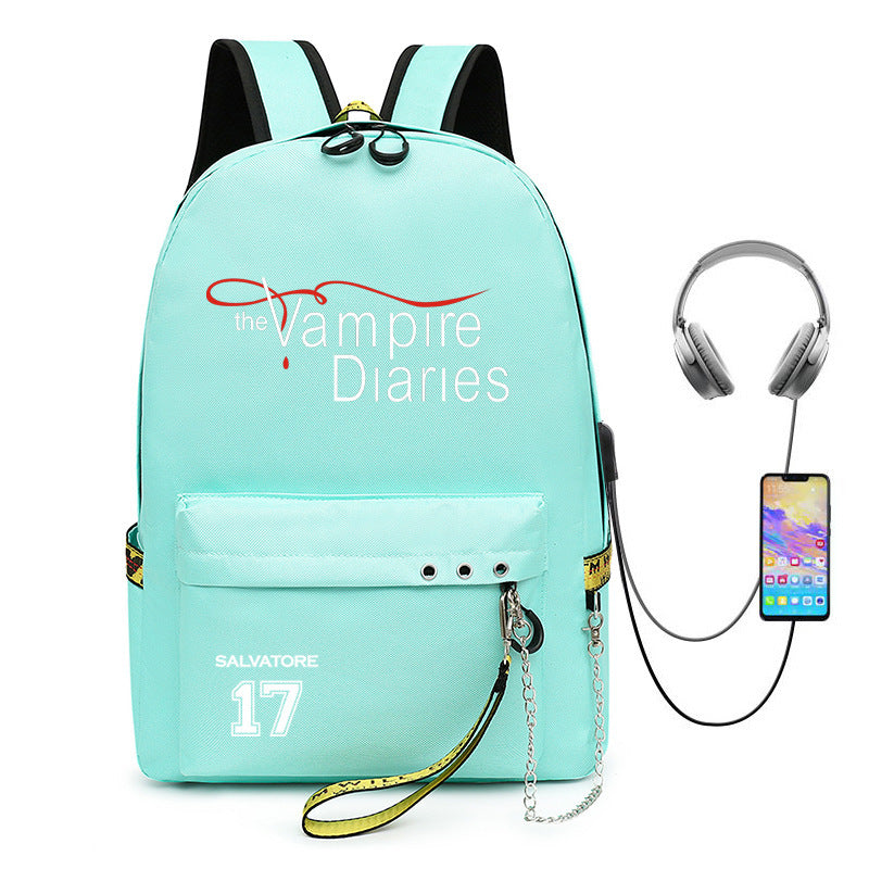 Casual TVD Pattern Print School Backpack