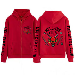 Unisex Hellfire Club Printed Loose Zipper Hoodie