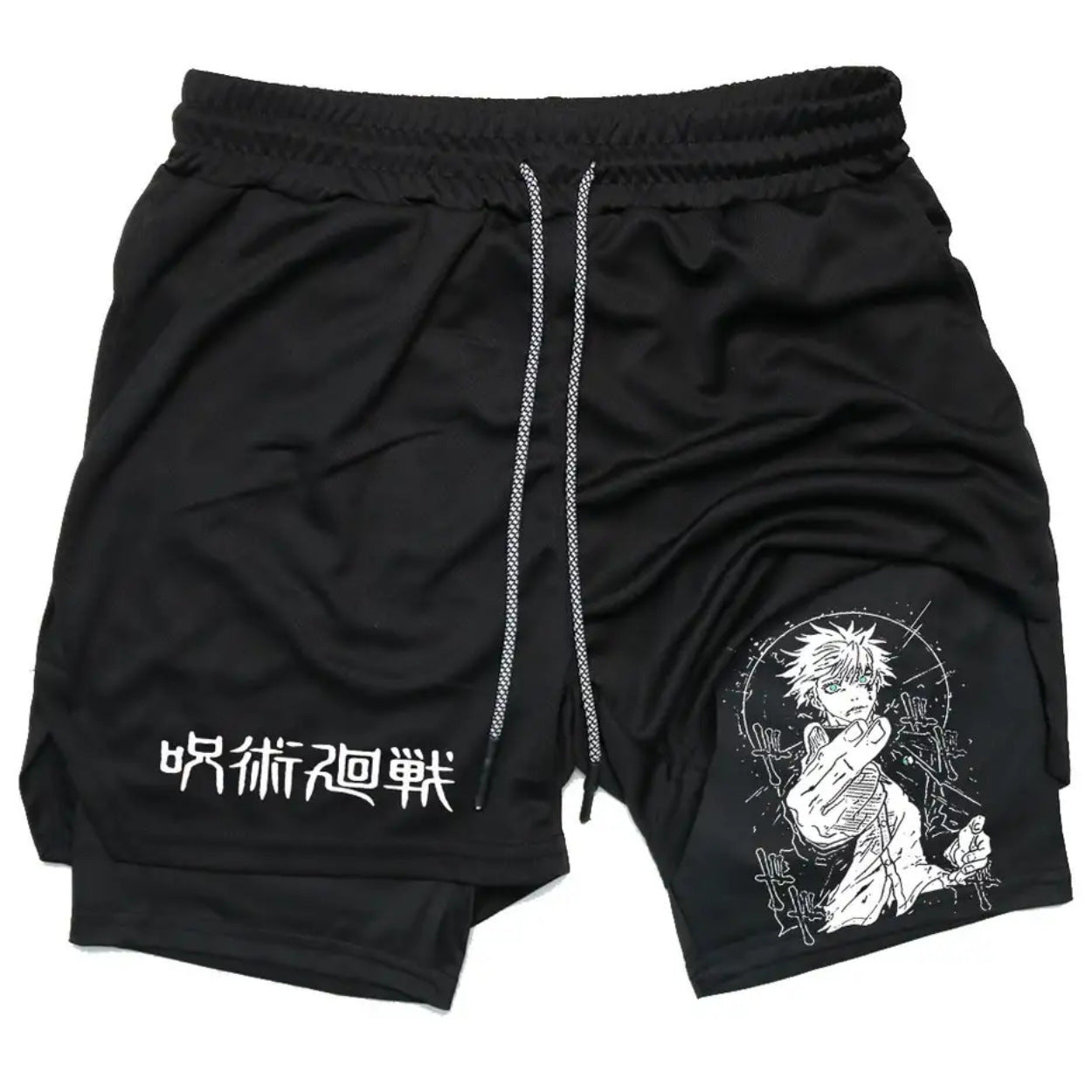 Men's Anime Printed Double Layer Casual Sports Shorts