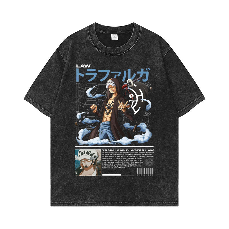 Retro Anime Washed Casual Loose T-shirt