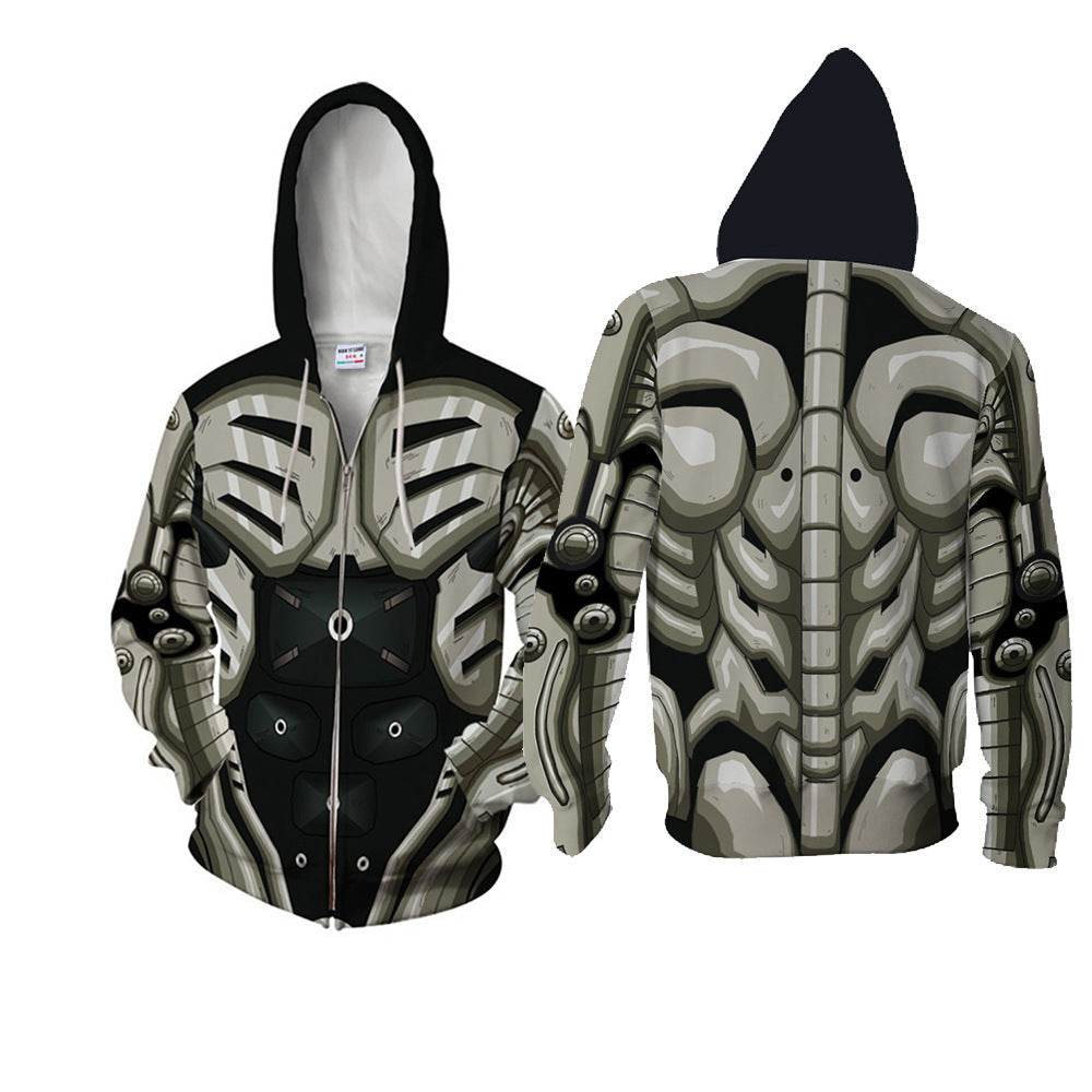 Saitama Digital Print Cosplay Zipper Hoodie