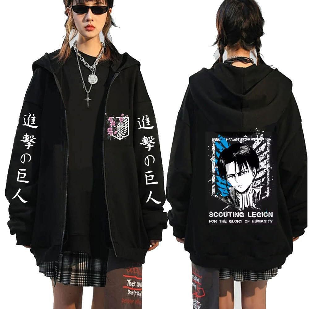 Unisex Anime Graphic Printed Zipper Fhoodie