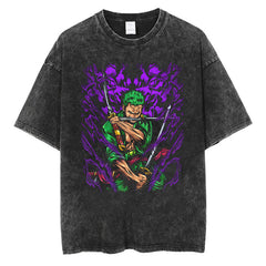 Trendy Anime Printed Short-sleeved Washed T-shirt