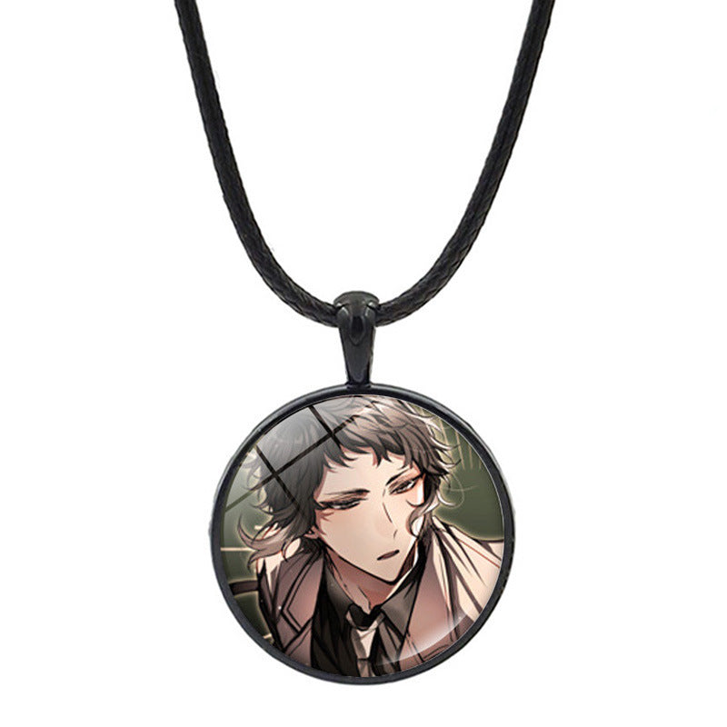 Versatile Anime Pendant Leather Rope Necklace