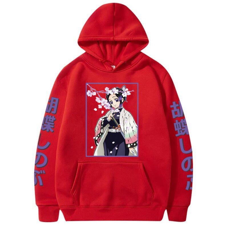 Casual Anime Butterfly Printed Loose Hoodie