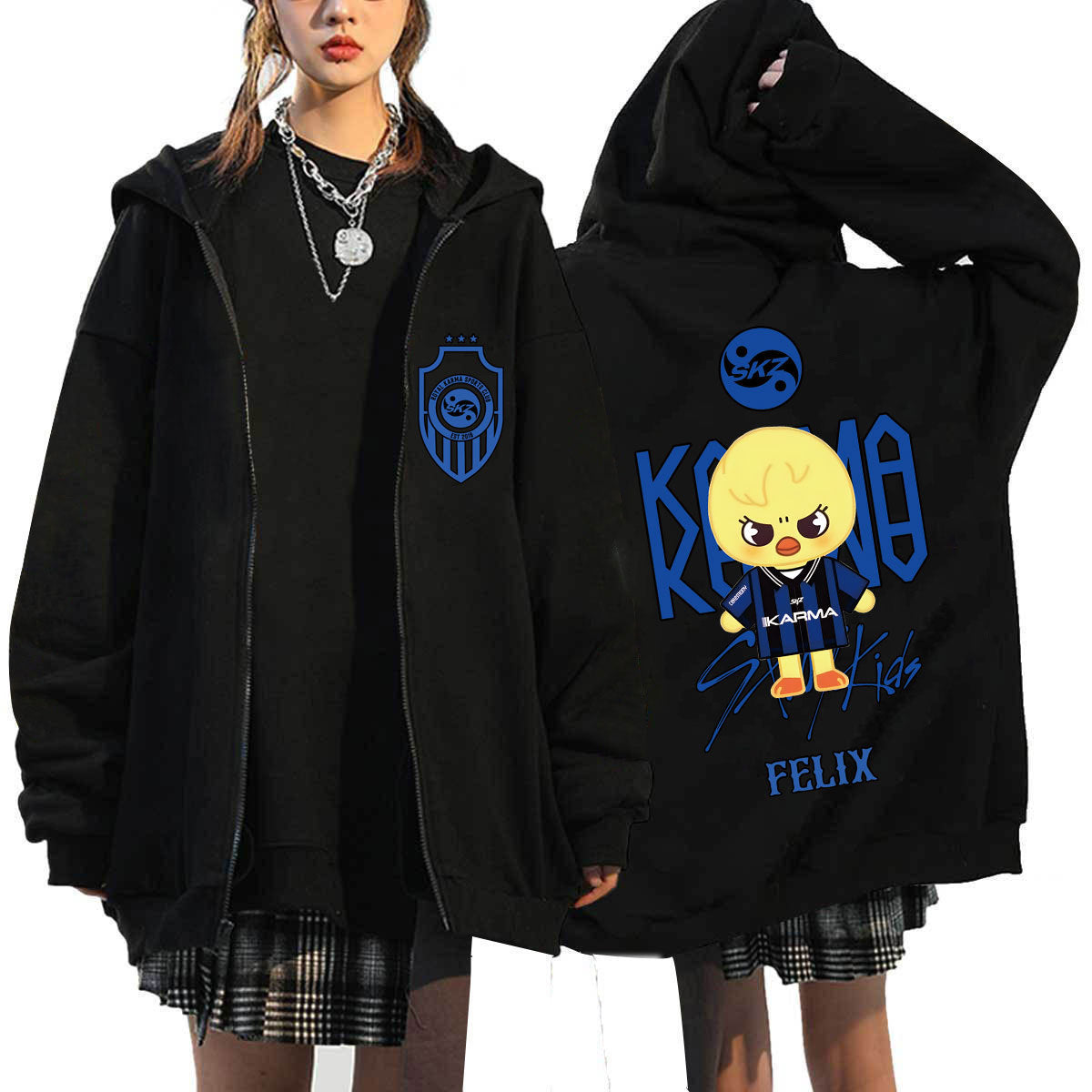 KPOP KARMA 2025 Printed Zip Up Hoodie