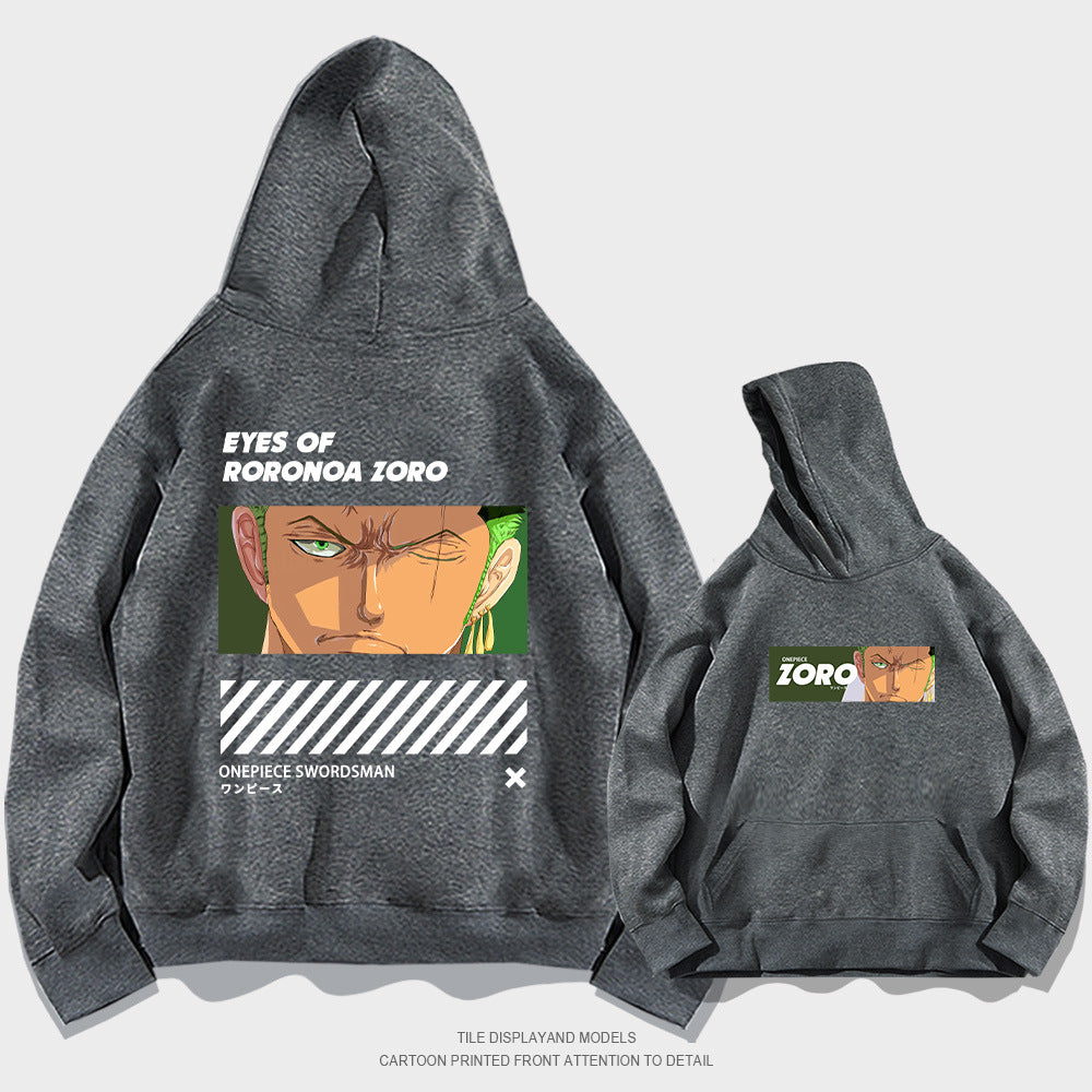 Trendy Anime Zoro Print Loose Hoodie