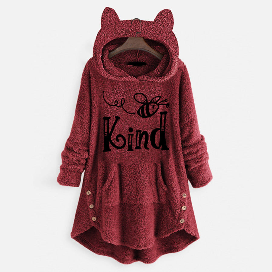Women's Cat Ears Hooded Long-sleeved Coat