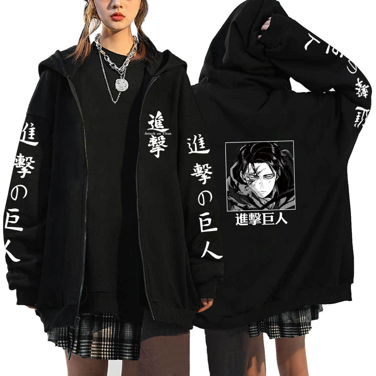 Unisex Casual Anime Logo Zipper Sports Hoodie