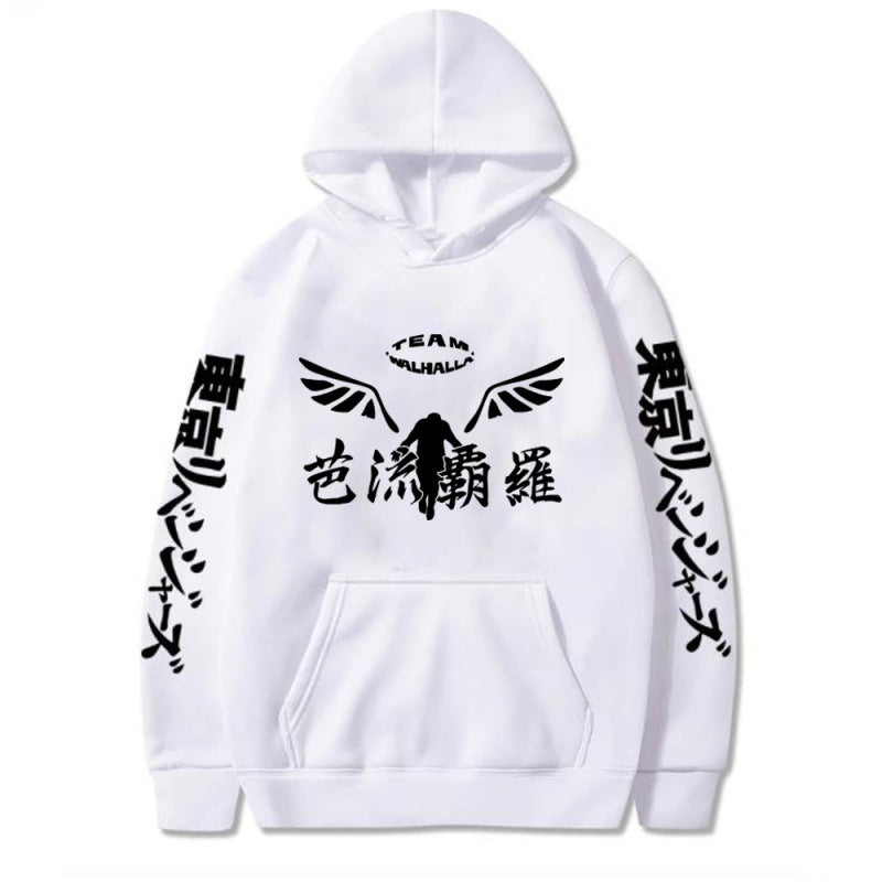 Unisex Anime Logo Print Loose Hoodie