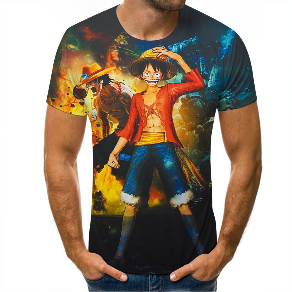 Men's Anime Digital Print Short Sleeve T-Shirt