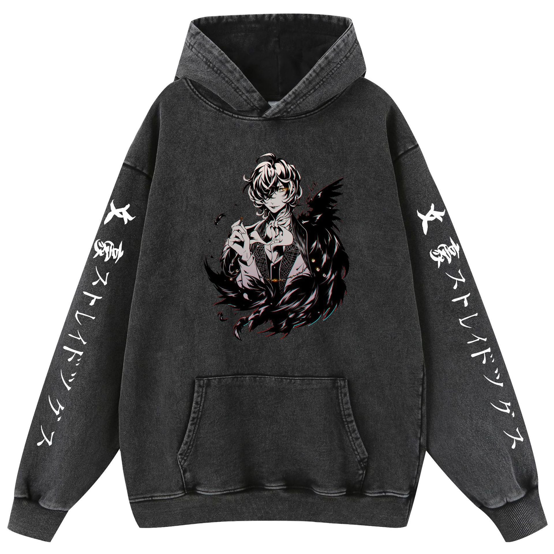 Retro Anime Pattern Washed Cotton Hoodie